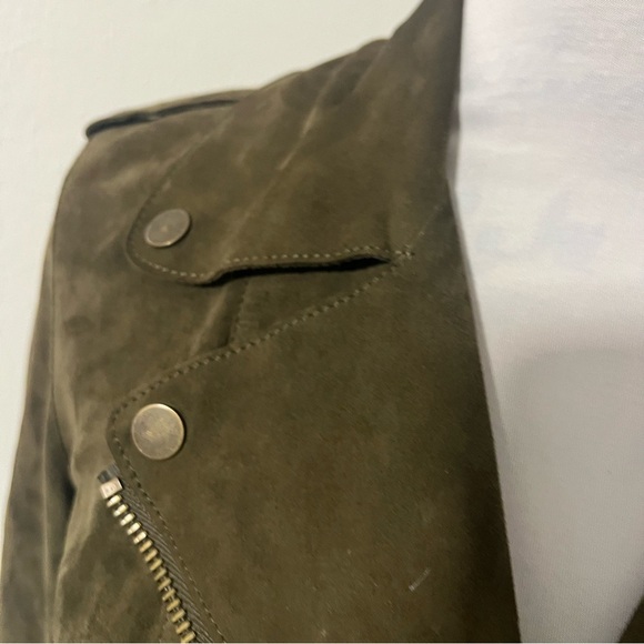 Massimo Dutti Women’s Size Small Olive 100% Sheep Leather Super Soft Suede EUC - Picture 5 of 16